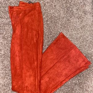 Burnt Orange Flare Velvet Pants